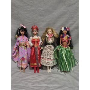 Y2K Barbie Dolls Of The World Japanese Russian Austrian Polynesian Lot Of 4